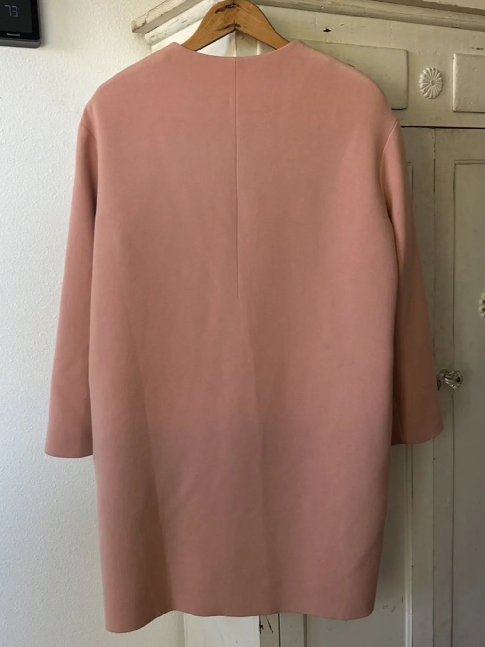 COS | Women’s Blush Pink Soft Minimalist Collarless Hidden Zip Front Coat Size 4